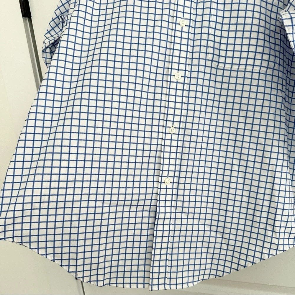 Joseph & Feiss Blue & White Checkered Non Iron Classic Fit Cotton Dress Shirt